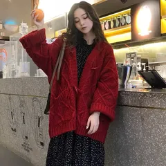 Hàng Sẵn_Áo khoác len dệt kim cổ V phong cách nút cách điệu siêu đẹp Hàng cao cấp Quảng Châu  Có sẵn giao ngay