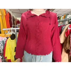 Áo len dệt kim dài tay dáng rộng thời trang Hàn Quốc  Hàng có sẵn giao ngay Màu đỏ đô Hàng Quảng Châu cao cấp