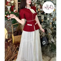 Set áo tiểu thư + chân váy Hàng có sẵn giao ngay màu đen trắng  Dưới 65kg mặc đẹp Giá 320k/ cả set