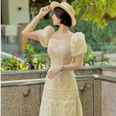 Đầm  ren cổ vuông thiết kế  chất liệu Ren cao cấp lót lụa mềm đẹp  Gia 290k Hàng có sẵn giao ngay S