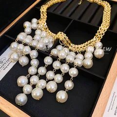 Vòng cổ tua rua ngọc traii sang trọng chữ  tua rua Hàng có sẵn giao ngay Giá 250k