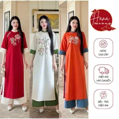 set áo dài hoạ tiết thêu sang trọng