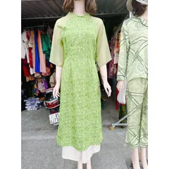 Áo Dài Cách Tân Vải Gấm 2Da  +Quần Vải cao cấp Hàng có sẵn giao ngay  Đủ size SML Giá 399k/ cả set ( áo dài kèm quần)