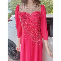 Đầm dạ hội áo dài đã có quần bên trong   đính kết thủ công Hàng đính kết tỉ mỉ sang trọng Giá 499k Hang có sẵn giao ngay