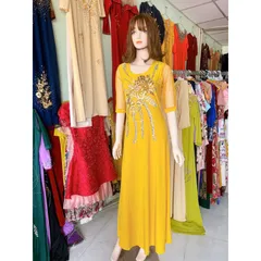 Đầm solen dáng dài đính kết siêu đẹp Hàng đính kết tay thủ công Giá 399k Hàng có sẵn giao ngay  Chất liệu solen xịn