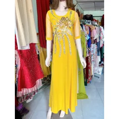 Đầm solen dáng dài đính kết siêu đẹp Hàng đính kết tay thủ công Giá 399k Hàng có sẵn giao ngay  Chất liệu solen xịn