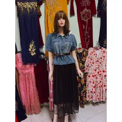 Set gồm 3 chi tiết: Áo Jean + chân Váy Bồng Bềnh Dáng Dài Cho Nữ Kiểu Pháp + đai màu đen Hàng có sẵn giao ngay L