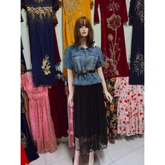 Set gồm 3 chi tiết: Áo Jean + chân Váy Bồng Bềnh Dáng Dài Cho Nữ Kiểu Pháp + đai màu đen Hàng có sẵn giao ngay L
