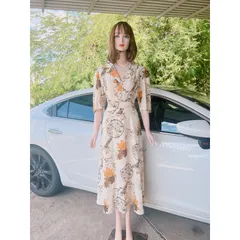 đầm cổ vest dáng dài