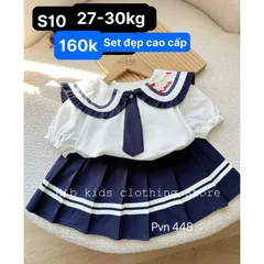 Set áo + chân váy như hình Hàng có sẵn giao ngay Giá 160k Từ 27-30kg