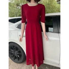 Đầm maxi form dài  (Hình thật shop chụp) Giá 299k Hàng có sẵn giao ngay  Màu đỏ đô