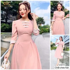 VÁY HỒNG XOÈ TAY LỠ PHỐI REN  Giá 330k Hàng có sẵn giao ngay
