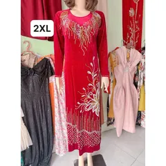 Áo dài nhung đính kết sang trọng