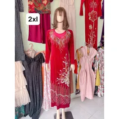 Áo dài nhung đính kết sang trọng