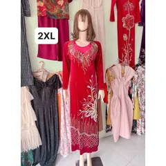 Áo dài nhung đính kết sang trọng