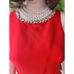 Đầm tiệc đính hạt cổ Chất liệu tapta cao cấp Giá 350k Hàng có sẵn giao ngay S