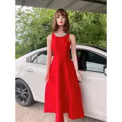 Đầm tiệc đính hạt cổ Chất liệu tapta cao cấp Giá 350k Hàng có sẵn giao ngay S