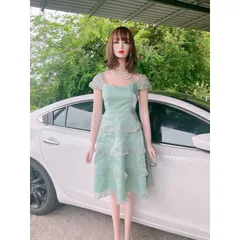 Đầm Sóng chất tơ hai lớp, đầm dáng dài Màu xanh thạch Giá 290k Hàng có sẵn giao ngay
