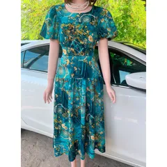 Đầm hoa siêu đẹp Giá 290k Hang có sẵn giao ngay Chất liệu mango cao cấp Dây kéo phía sau