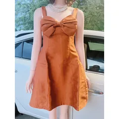 Đầm tapta đính nơ màu cam Hàng đúp lót 2 lớp Hàng có sẵn giao ngay Giá 290k Hàng cao cấp, xịn xò