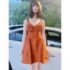 Đầm tapta đính nơ màu cam Hàng đúp lót 2 lớp Hàng có sẵn giao ngay Giá 290k Hàng cao cấp, xịn xò