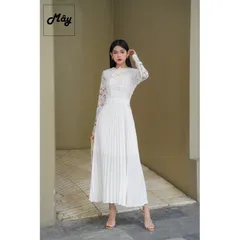 Đầm ren tay dài ren nổi Giá 390k Hàng có sẵn giao ngay Màu trắng