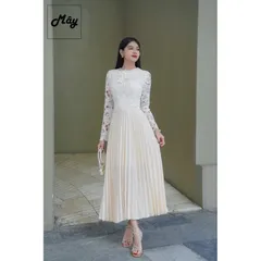 Đầm ren tay dài ren nổi Giá 390k Hàng có sẵn giao ngay Màu trắng