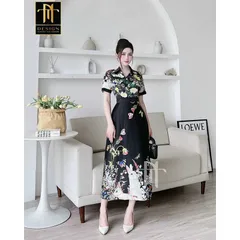 Đầm lụa siêu đẹp siêu sang Giá 400k Hang có sẵn giao ngay Size S eo dươi 70cm