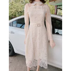 Đầm ren hoa màu kem Giá 390k Hàng có sẵn giao ngay Đủ size Chất liệu ren nổi cao cấp
