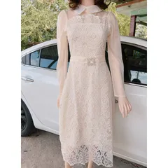 Đầm ren hoa màu kem Giá 390k Hàng có sẵn giao ngay Đủ size Chất liệu ren nổi cao cấp