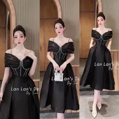 đầm trễ vai cườm kèm theo ảnh chụp thật Giá 299k Hàng có sẵn giao ngay L