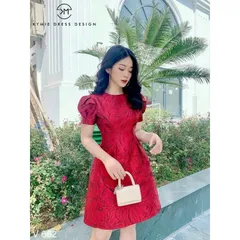 ĐẦM GẤM HOA PHỒNG TAY Giá 290k Hàng có sẵn giao ngay Bên trong có đúp lót siêu xịn