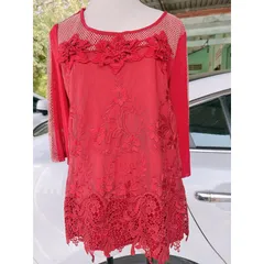 Áo ren màu đỏ ép đá siêu sang Hàng cao cấp Giá 220k Hàng xịn Chất liệu ren cao cấp
