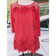 Áo ren màu đỏ ép đá siêu sang Hàng cao cấp Giá 220k Hàng xịn Chất liệu ren cao cấp