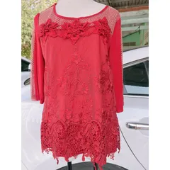 Áo ren màu đỏ ép đá siêu sang Hàng cao cấp Giá 220k Hàng xịn Chất liệu ren cao cấp