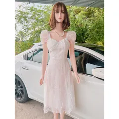 Đầm ren màu trắng tiểu thư Hàng có sẵn giao ngay S Giá 320k Dáng dài Chất liệu ren y hình
