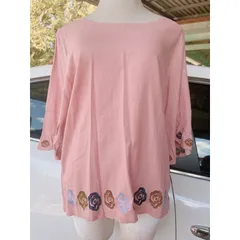 Áo linen hàng nhật thêu hoa màu hồng phấn Giá 190k Hàng có sẵn giao ngay