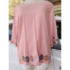 Áo linen hàng nhật thêu hoa màu hồng phấn Giá 190k Hàng có sẵn giao ngay
