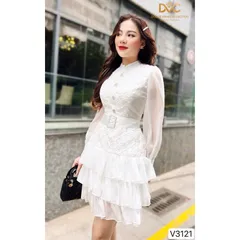 VÁY TRẮNG XOÈ TẦNG KÈM ĐAI  Hàng cao cấp DVC Giá 390k Hàng có sẵn giao ngay