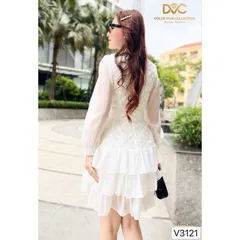 VÁY TRẮNG XOÈ TẦNG KÈM ĐAI  Hàng cao cấp DVC Giá 390k Hàng có sẵn giao ngay