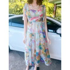 Đầm 2 dây buộc nơ Giá 290k Hàng voan tơ nhẹ như mây siêu đẹp Hàng có sẵn giao ngay S
