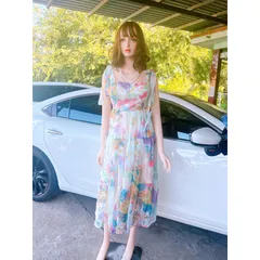 Đầm 2 dây buộc nơ Giá 290k Hàng voan tơ nhẹ như mây siêu đẹp Hàng có sẵn giao ngay S
