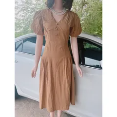 Đầm chất lennin - Size : S,M -Giá 290k Hàng có sẵn giao ngay Màu nâu tây