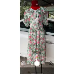 Đầm hoa dập ly Hàng có săn giao ngay M Chất liệu voan siêu dep Giá 340k Hàng Quảng Châu cao cấp