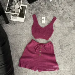 Set len quần ngắn siêu hot Giá 290k Len dày dặn đẹp nhé
