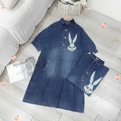 Đầm jean tay lỡ có túi hoa tiết in  size dưới 60kg Giá 290k Hàng có săn giao ngay