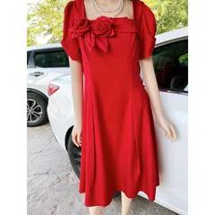Đầm đỏ đính hoa siêu đẹp Giá 299k Hàng có sẵn giao ngay 3XL Hàng đẹp cao cấp