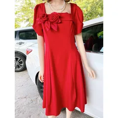 Đầm đỏ đính hoa siêu đẹp Giá 299k Hàng có sẵn giao ngay 3XL Hàng đẹp cao cấp