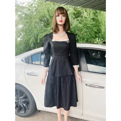 Set áo + chân váy màu đen Hàng có sẵn giao ngay L Hình shop chụp Giá 290k/ cả set