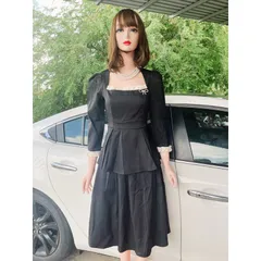 Set áo + chân váy màu đen Hàng có sẵn giao ngay L Hình shop chụp Giá 290k/ cả set